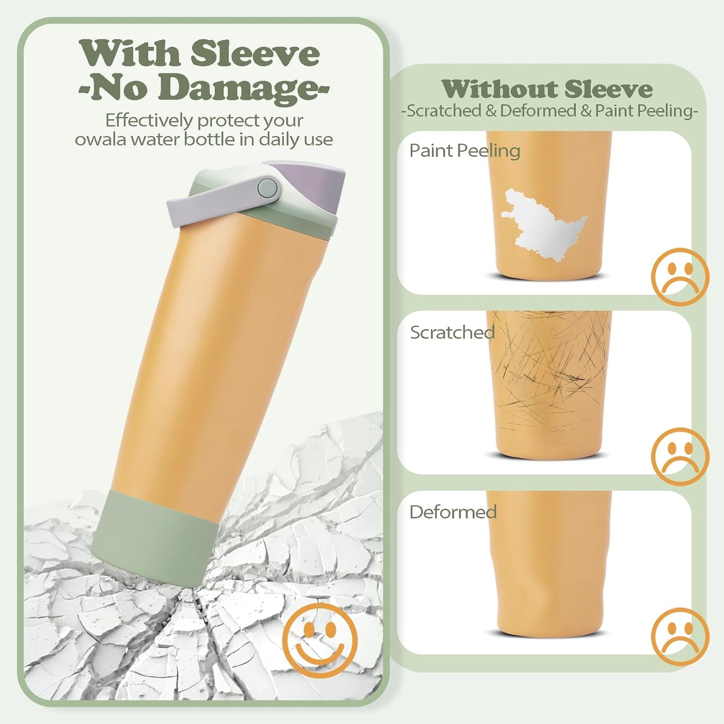2PCS Silicone Boots for Owala 30oz & 40oz FreeSip Sway Bottles & Tumblers – Non-Slip, Scratch-Resistant, Stability Enhancer for Owala Accessories (Eucalyptus Green) - Colors B
