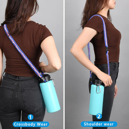 Wongeto Paracord Handle Carrier Holder with Shoulder Strap,Compatible with Hydro Flask Wide Mouth Water Bottles