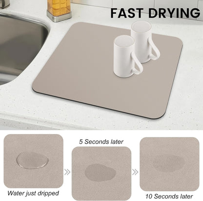 WISELIFE Dish Drying Mat Super Absorbent Drying Mat Large Dish Drying Mats for Kitchen Counter Easy Clean Dish Mat Kitchen Drying Mat15"x 18" Stylish Grey
