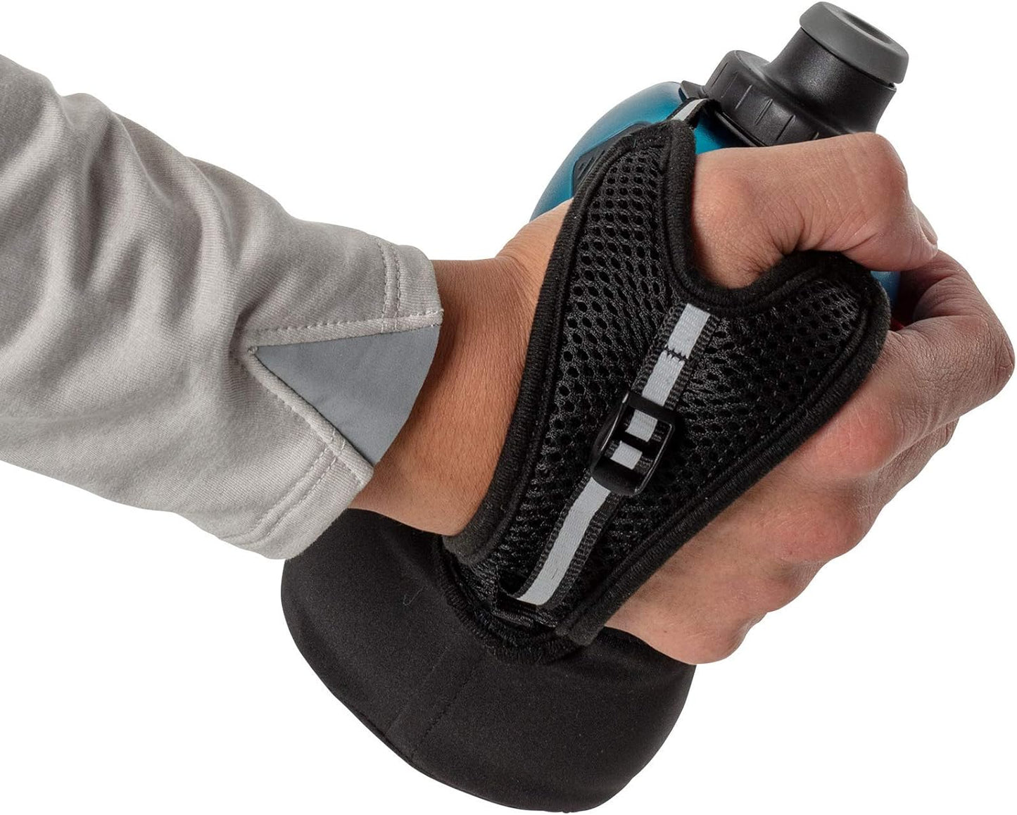 Nathan Running Handheld Water Bottle Adjustable No-Grip Quick Squeeze Lite Hand Strap. Reflective Hydration