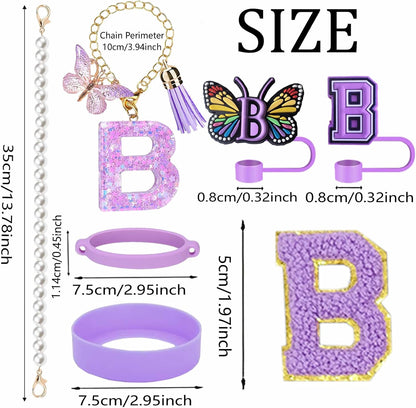 7pcs Cup Accessories for Stanley 30/40oz Tumbler, Handle Strap, Straw Cover, Silicone Boot, Letter Charm Stickers
