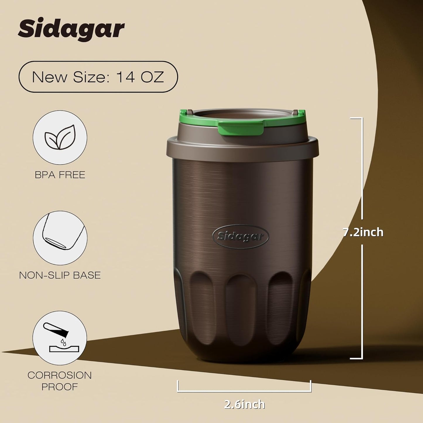 Travel Coffee Mug 10 oz Ceramic Lined Tumbler, Double Wall Stainless Steel Coffee Cup with Lid, Vacuum Spill Proof Mini Water Bottle, Insulated Thermal Mug for Home Office, Orange