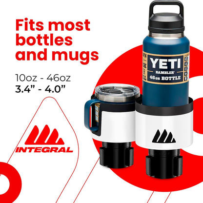 [Upgraded] Integral Ultimate Car Cup Holder Expander - Adjustable Base - Organizer & Expander for Vehicles - Compatible with Mugs, Yeti 14/24/36/46oz, Rambler, Hydro Flasks 32/40oz, 3.4"-4.0" Bottles