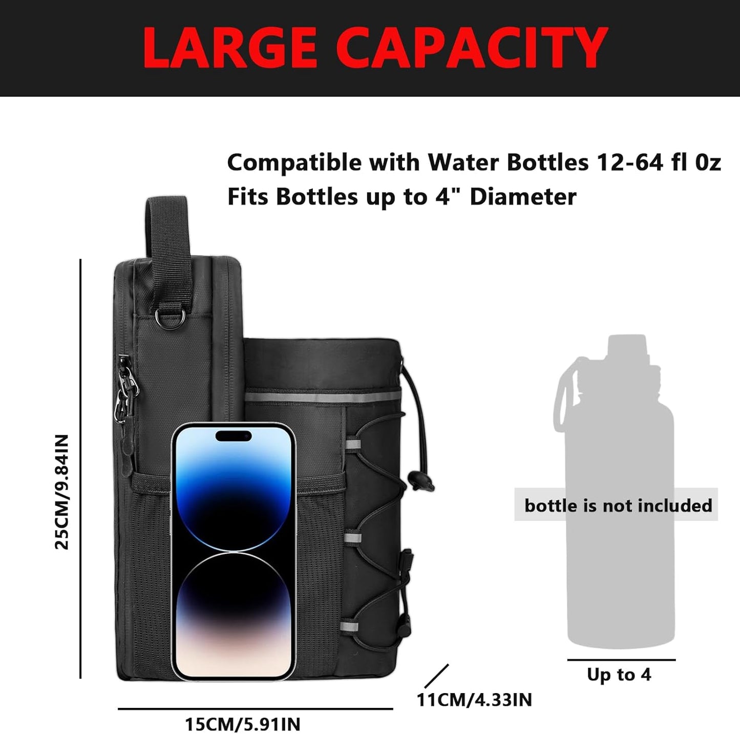 Magnetic Gym Bag for Men and Women, Sling Bottle with Magnetic Attachment, Water Bottle Holder, Gym Pouch, Crossbody Bag for Travel, Work, Sports, Fitness