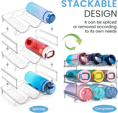 spospo Water Bottle Organizer for Cabinet, Water Bottle Storage Organizer, 2 Packs Water Bottle Storage Rack, Water Bottle Holder for Cabinet, Stackable Water Bottle Storage Rack
