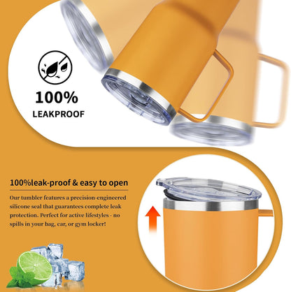 20oz Insulated Tumbler with Handle Stainless Steel Travel Coffee Mug with Lid and Straw Double Wall Vacuum Leak-proof Reusable Thermal Water Cup for Hot and Cold Drinks (Purple,1 Pack)