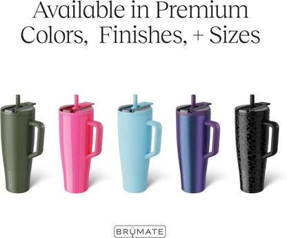 BrüMate Era Flip 30oz Tumbler with 100% Leakproof Covered Straw Lid | Hygienic Covered Straw | Insulated Stainless Steel Water Bottle with Handle | Cup Holder Friendly | BPA-Free (Sage)