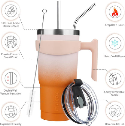 BJPKPK Tumbler With Handle And Straw Lid 40 oz Stainless Steel Insulated Coffee Tumbler Cups For Home, Office or Car,Turquoise