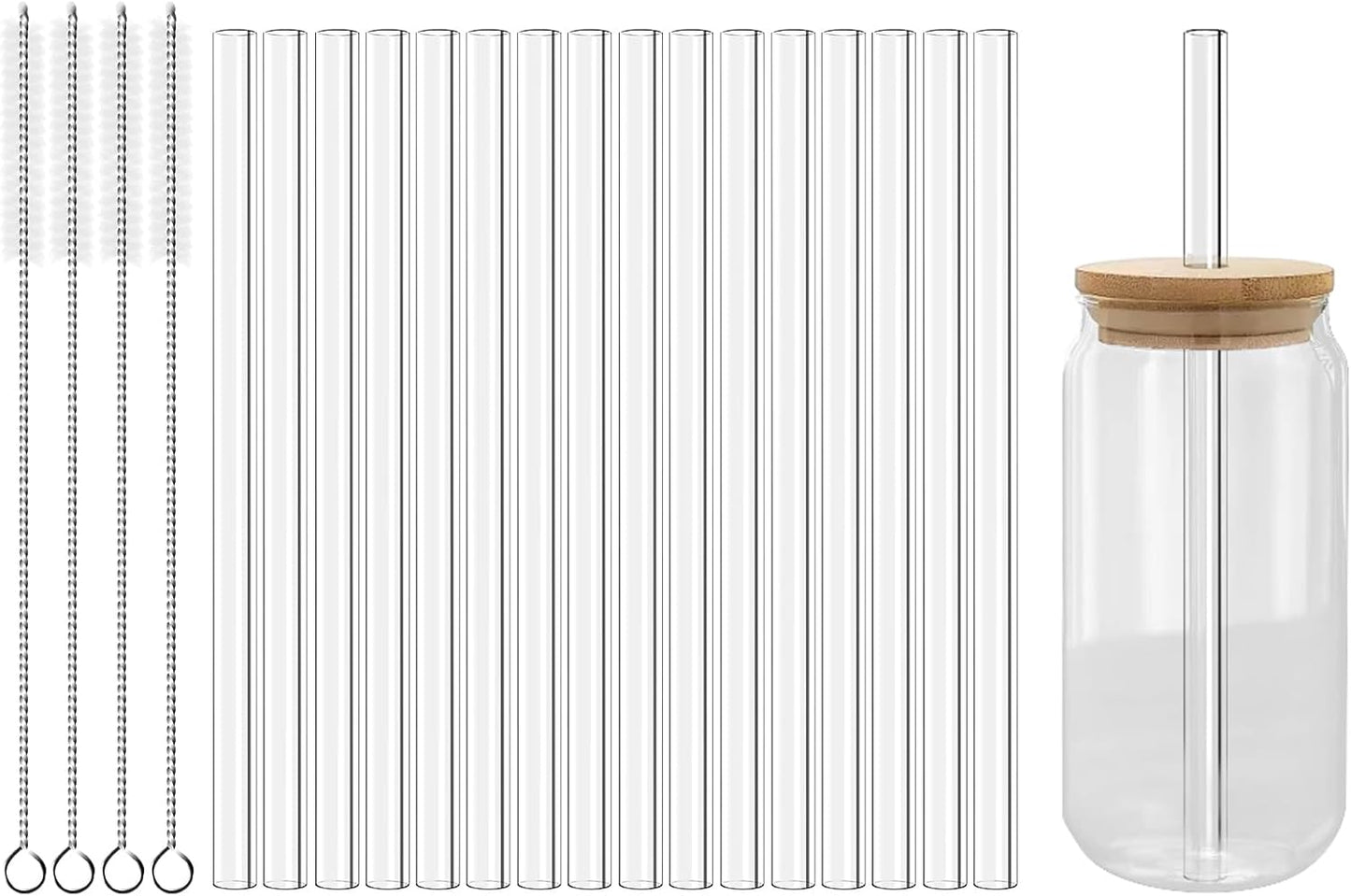 Lazycorner 16 Pcs Metal Straw Reusable 8.5" 10.5" 6mm Stainless Steel Straws for Tumblers 20oz-32oz, Rainbow Drinking Straws with Silicone Tips, 4 Straw Cleaner Brush, 1 Travel Case
