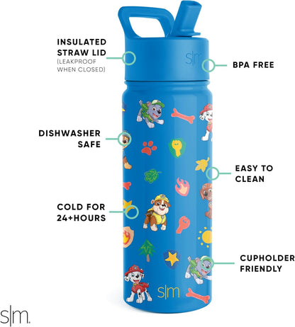 Simple Modern Kids Water Bottle with Straw Lid | 14oz Insulated Stainless Steel Kids Tumbler & Spill Proof Toddler Cup for School, Girls, Boys | Summit | Chloe Floral - Colors B