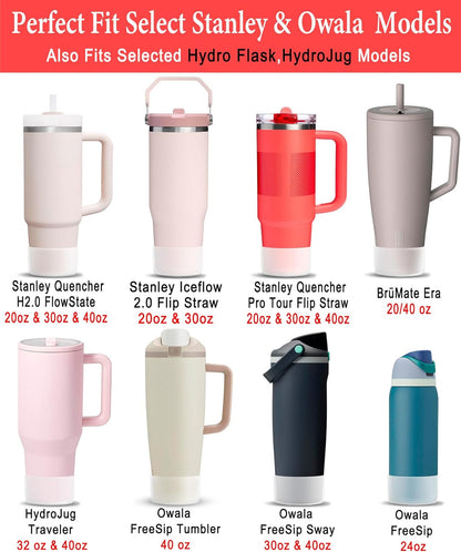KTKUDY 2Pcs Silicone Boot for Stanley Quencher Tumbler 30 oz 40 oz & IceFlow 20 oz 30 oz & Fit Owala Freesip Water Bottle & Fit Hydro Flask & More - Cup Bottom Accessories Fit Stanley Cup