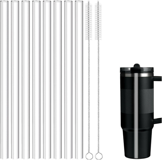 Replacement Straws Compatible with 40 oz Stanley Quencher ProTour Flip Straw Tumbler with Leakproof Lid-8 Transparent Straw with 2 Brushes