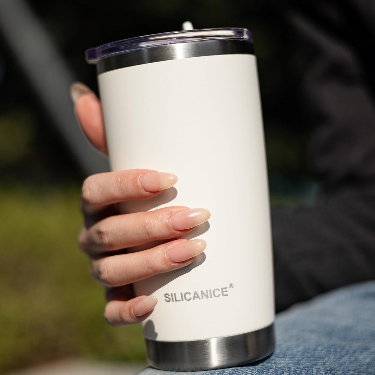 20oz Hygienic Insulated Tumbler — 100% Leakproof Lid with Removable Spout & Straw, Reinforced Vacuum-Protection Base, Cup Holder Friendly, for Iced Coffee, Smoothie/Water on the Go - Pink Sand