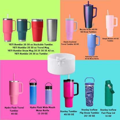 2PCS Bow Silicone Boot for Stanley Quencher Tumbler 30oz 40oz & IceFlow 20oz 30oz& Hydro Flask Water Bottle 12-24 oz Protective Bottom Sleeve Cover for Stanley Cup Accessories& Owala 24oz