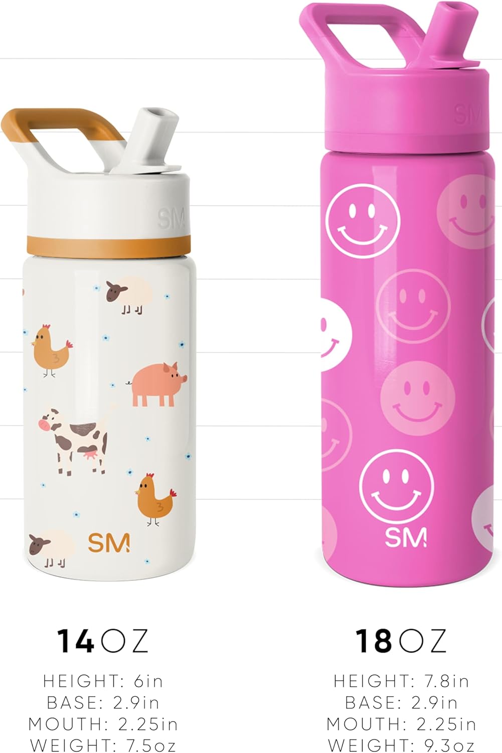 Simple Modern Disney Minnie Mouse Kids Water Bottle with Straw Lid | 14oz Insulated Stainless Steel Kids Tumbler & Spill Proof Toddler Cup for School, Girls, Boys | Summit | Minnie Mouse Fun - Colors A
