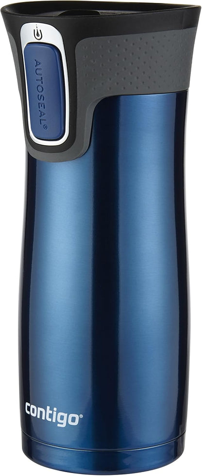 Contigo AUTOSEAL West Loop Vacuum-Insulated Stainless Steel Travel Mug with Easy-Clean Lid 12 oz Blueberry