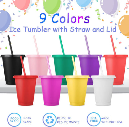 Sieral 30 Pack Cups with Lids and Straws Kids Tumbler with Straw Reusable Water Bottle Iced Coffee Travel Mug Adults Plastic Cups for Parties 16 oz (Candy Colors)