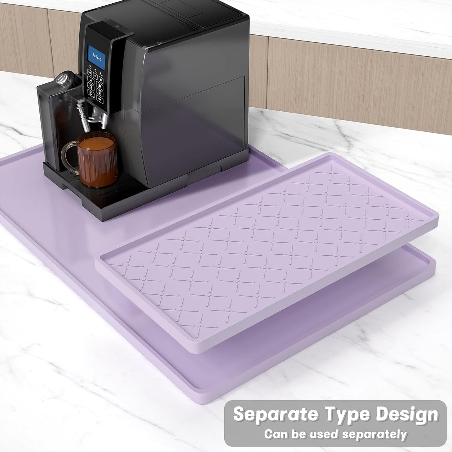 Rnivvi Silicone Coffee Mat, 16" x 24" Waterproof Raised Edge Coffee Bar Mats for Espresso Machine Station Accessories, Heat Resistant Detachable Dish Drying Pad for Kitchen Counter, Dish Rack, Green