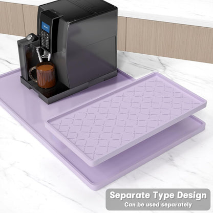 Rnivvi Silicone Coffee Mat, 16" x 24" Waterproof Raised Edge Coffee Bar Mats for Espresso Machine Station Accessories, Heat Resistant Detachable Dish Drying Pad for Kitchen Counter, Dish Rack, Green