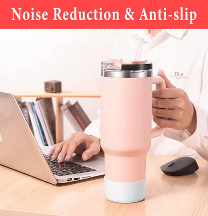 KTKUDY 2Pcs Silicone Boot for Stanley Quencher Tumbler 30 oz 40 oz & IceFlow 20 oz 30 oz & Fit Owala Freesip Water Bottle & Fit Hydro Flask & More - Cup Bottom Accessories Fit Stanley Cup