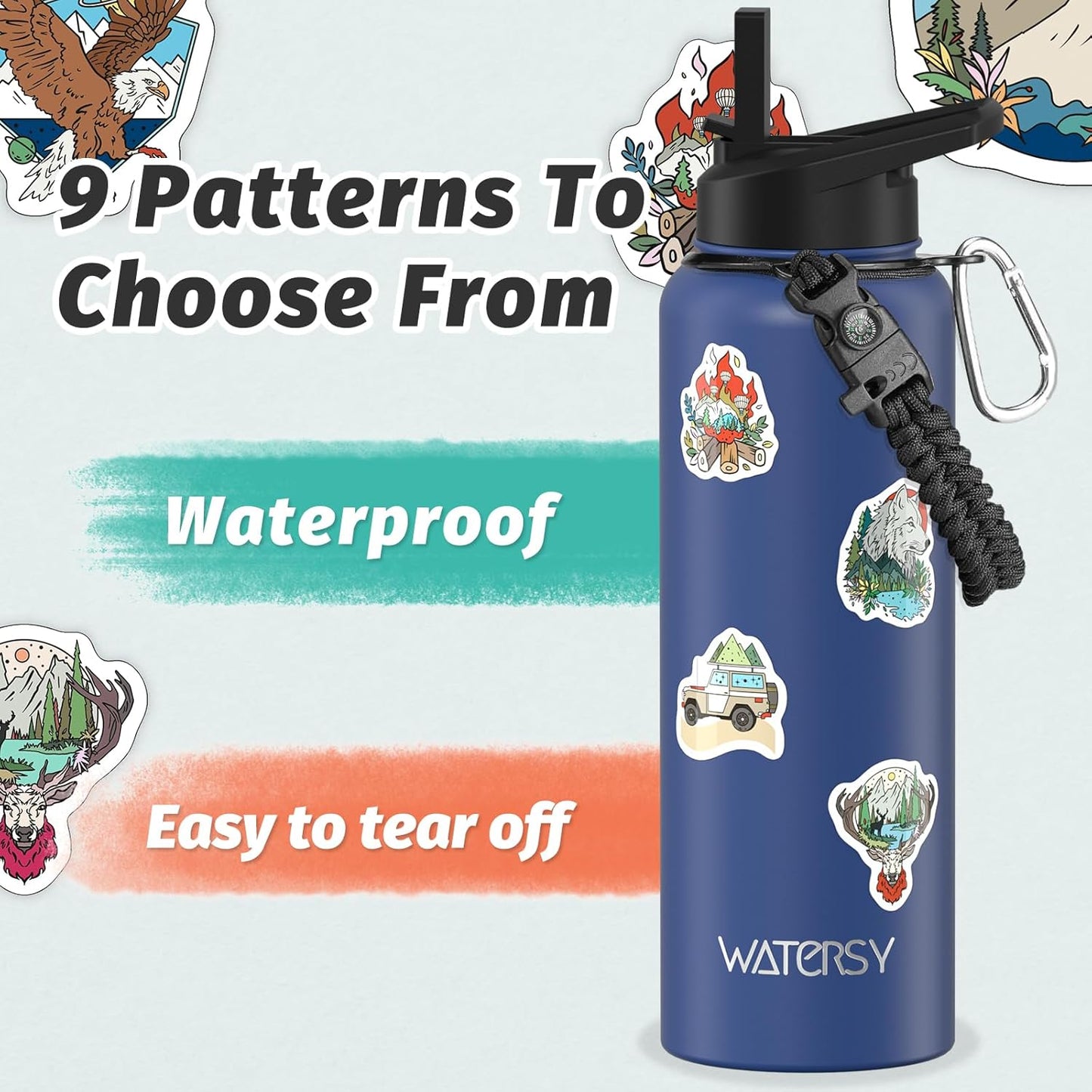 40oz Insulated Water Bottle (Cold for 48 Hrs),BPA Free&Leak Proof,Stainless Steel Water Flask,Water Jug with Straw Spout Lids for Gym,Hiking,Travel,Black Blue