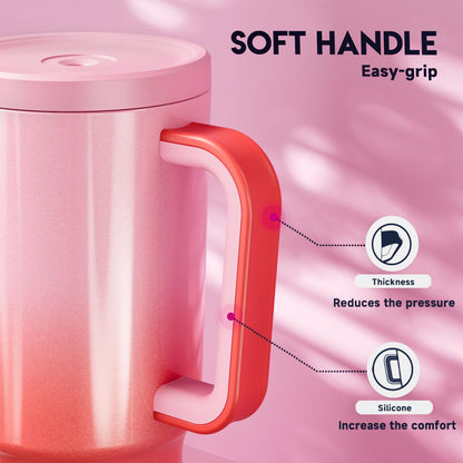 Meoky 40 oz Tumbler with Handle and Straw: Stainless Steel Insulated Tumbler with Lid and Straw - 100% Leak Proof Tumbler for Car Cup Holders - Travelers Commuters Workers, Donut