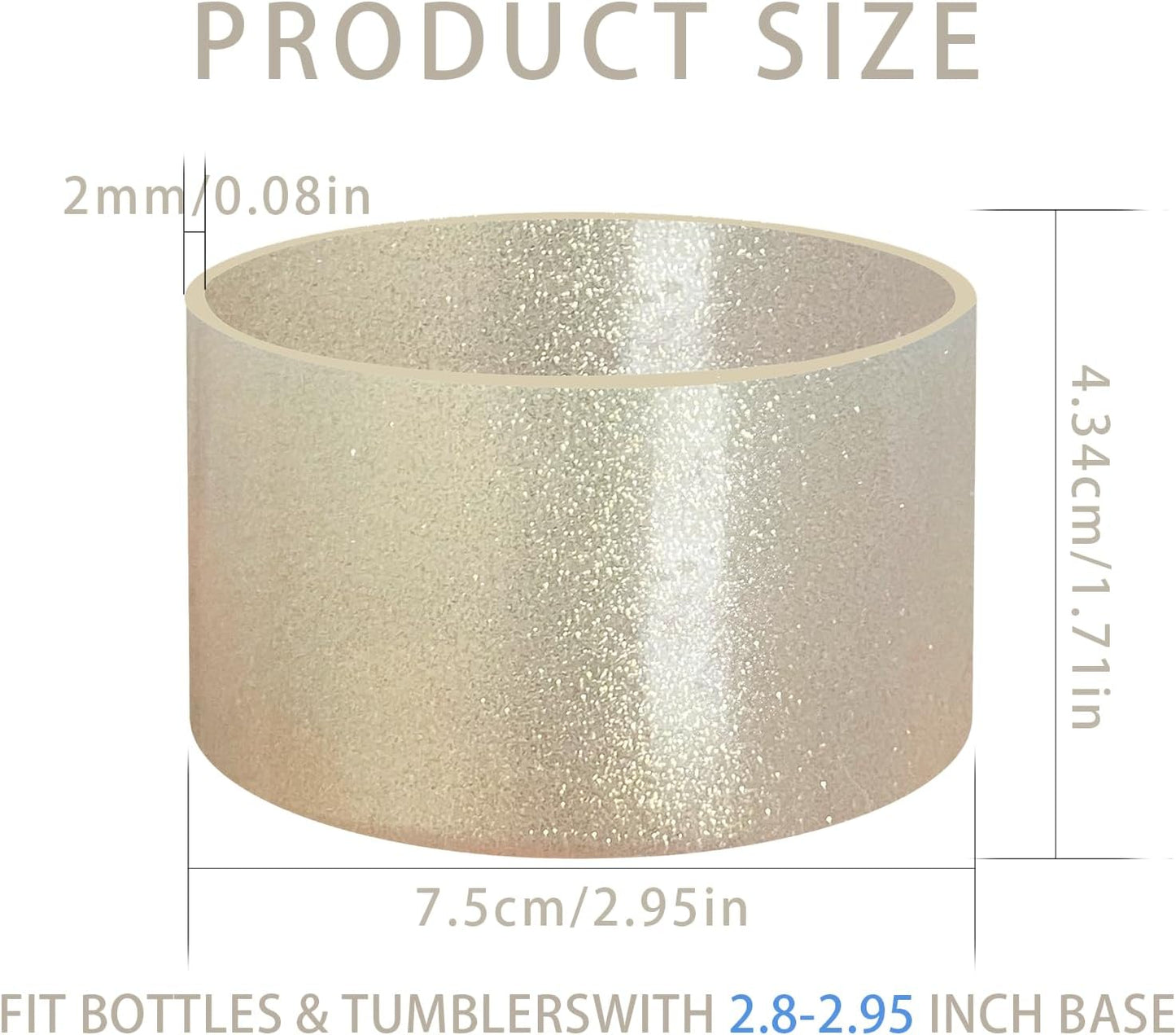 Jelly Luster Glitter Silicone Transparent Boot for Stanley 20-40oz, Compatible with Hydro Flask or Other Water Bottle Tumbler, 2.85-3.0 inch Protective Anti-Slip Bottom Sleeve Cover
