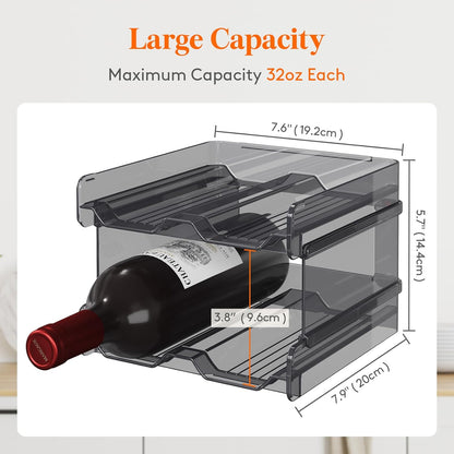 Lifewit Plastic Stackable Wine Rack for Refrigerator, Cabinet, Countertop,Wine Bottle Holder, Water Bottle Organizer for Fridge, Pantry, Hold 4 Bottles