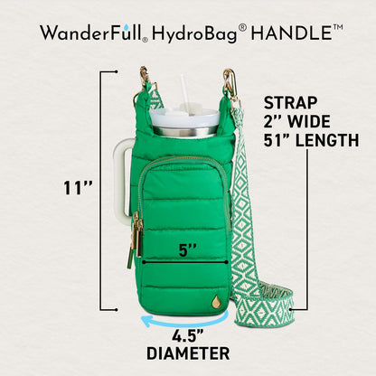 WanderFull Original HydroBag Handle® Zipper Slot for Handle, Hands-Free Crossbody Water Bottle Holder & Tumbler Accessories