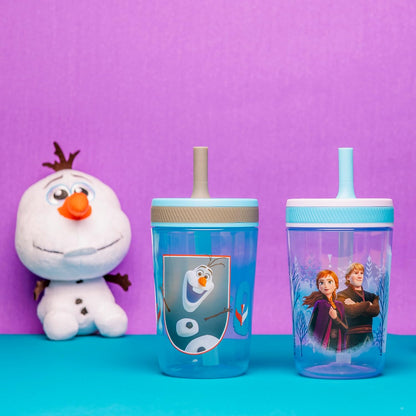 Zak Designs 15oz Bluey Kelso Tumbler Set, Leak-Proof Screw-On Lid with Straw Made of Durable Plastic and Silicone, Perfect Bundle for Kids, 2 Count (Pack of 1) - Colors A