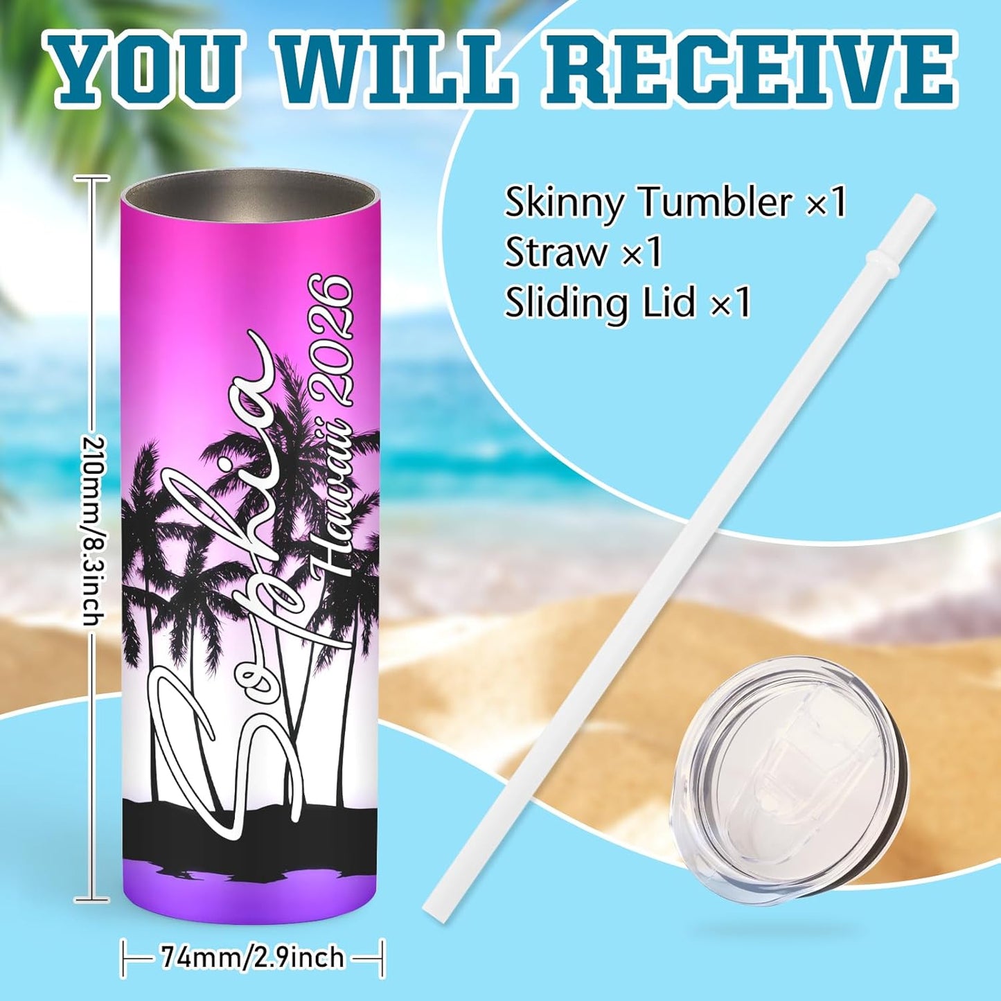 Girl Trip Gifts for Women, Personalized Girls Trip Tumblers with Name Text, Custom Beach Tumbler, Road Trips Vacation Cruise Cup with Lid and Straw, Bachelorette Party Girl Weekend Gift For Friend