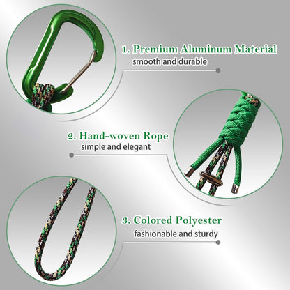 Paracord Keychain - Triangle/D-Shaped Carabiner Clip with Lanyard for Hanging Water Bottle, Key, Backpacks and More