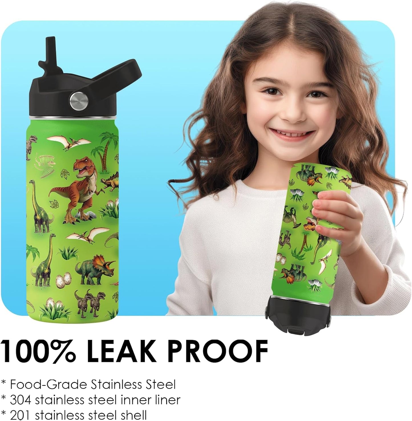 Strawberry Gifts for Kids - 16oz Pink Kids Water Bottle with Straw Lid, Stainless Steel Insulated Water Bottle, Leakproof, BPA-Free, for Girls, School, Strawberry Lover Children Birthday Gift Cup(1pc)