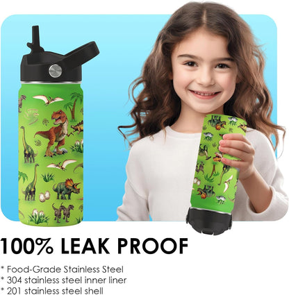 Strawberry Gifts for Kids - 16oz Pink Kids Water Bottle with Straw Lid, Stainless Steel Insulated Water Bottle, Leakproof, BPA-Free, for Girls, School, Strawberry Lover Children Birthday Gift Cup(1pc)