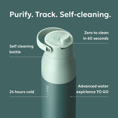 LARQ PureVis 2 Self Cleaning Water Bottle - UV Water Purifier with Filter Straw, Smart App Hydration Tracking, Insulated Stainless Steel