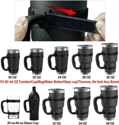New Upgrade Anti-Slip Adjustable Tumbler Handle Fit for 20 Oz to 40 Oz All Brands Tumbler Cup of YETI, RTIC, Ozark Trail, Tervis, Corkcicle, Slm, Reduce Cold, Artic, Atlin, Bubba and SIC Etc