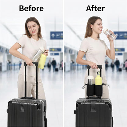 Luggage Travel Cup Holder Free Hand Drink Carrier Carry on Beverage Cup Holder Attachment Fits Roll on Suitcase Handles Business People, Travel Essentials