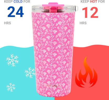 Drinco - 20 oz Stainless Steel Tumbler | Double Walled Vacuum Insulated Mug With Lid, 2 Straws, For Hot & Cold Drinks (20oz Dragonfly)