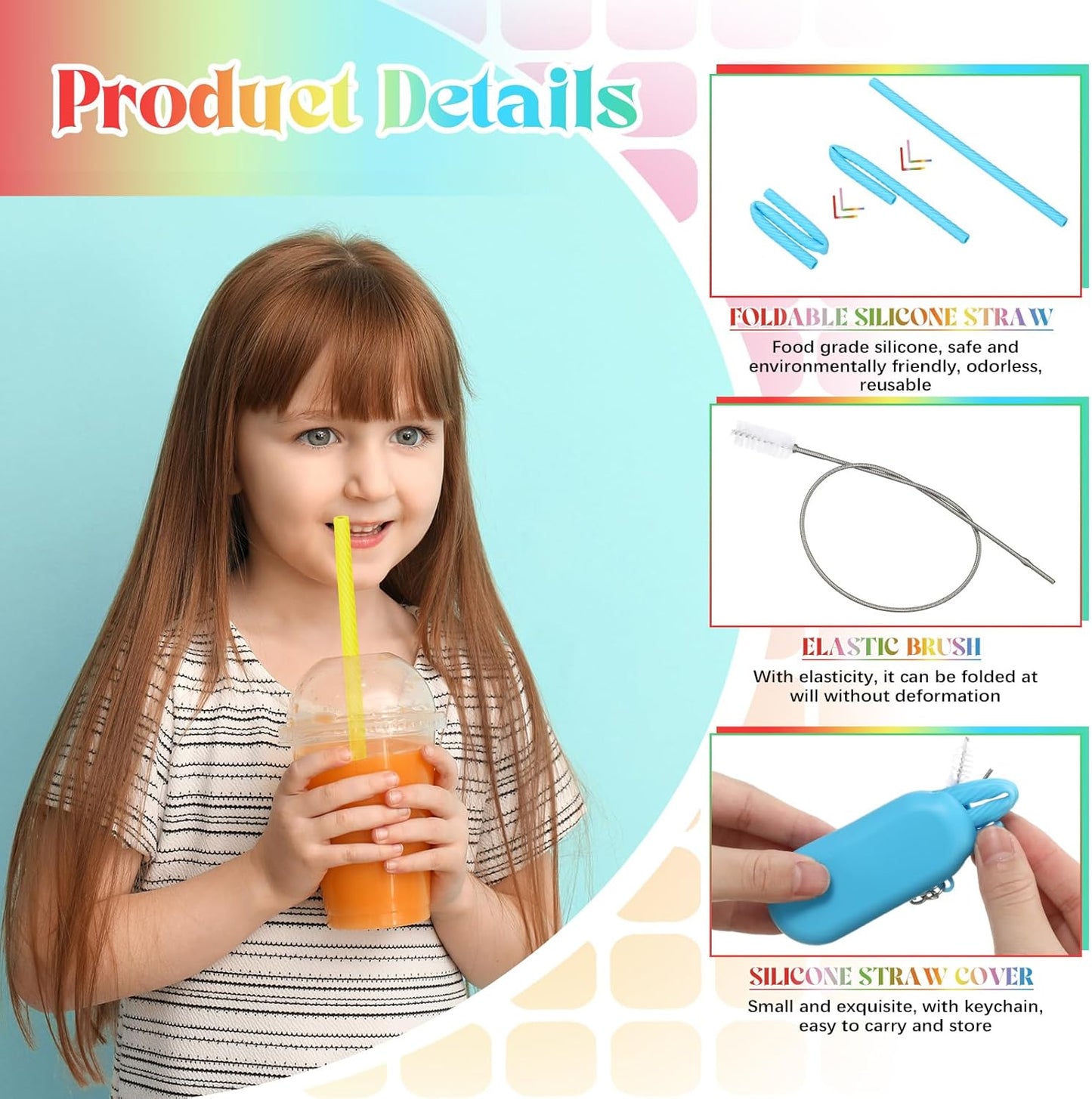 Meanplan 4 Sets Cruise Ship Essentials,4 Set Silicone Straws with Case Reusable Silicone Portable Drinking Straw Set for Party Travel Cold or Hot with 4 Carry Case, 4 Cleaning Brushes (Classic Color)