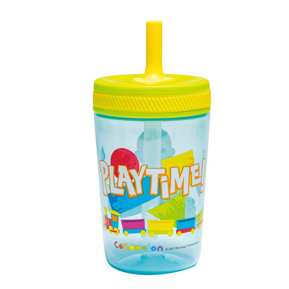 Zak Designs 15oz Bluey Kelso Tumbler Set, Leak-Proof Screw-On Lid with Straw Made of Durable Plastic and Silicone, Perfect Bundle for Kids, 2 Count (Pack of 1) - Colors A