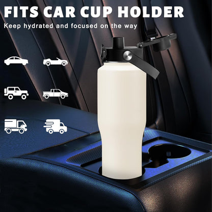 Insulated Water Bottle 40 oz - Fits in any Car Cup Holder, Keep Cold 48H Hot 24H, Stainless Steel Waterbottle Double Wall Flask with Straw, Pop-up Spout Lid, Paracord Handle, Carrier Bag