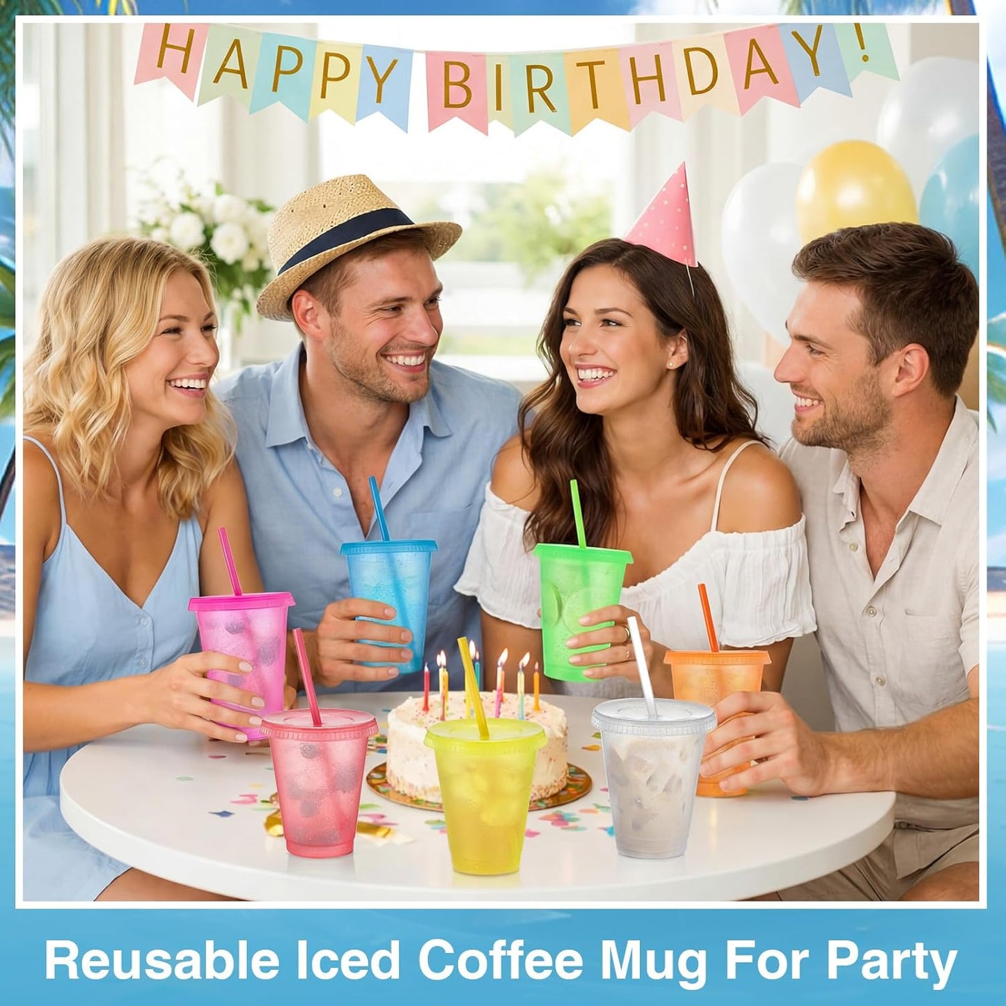 Sieral 30 Pack Cups with Lids and Straws Kids Tumbler with Straw Reusable Water Bottle Iced Coffee Travel Mug Adults Plastic Cups for Parties 16 oz (Candy Colors)