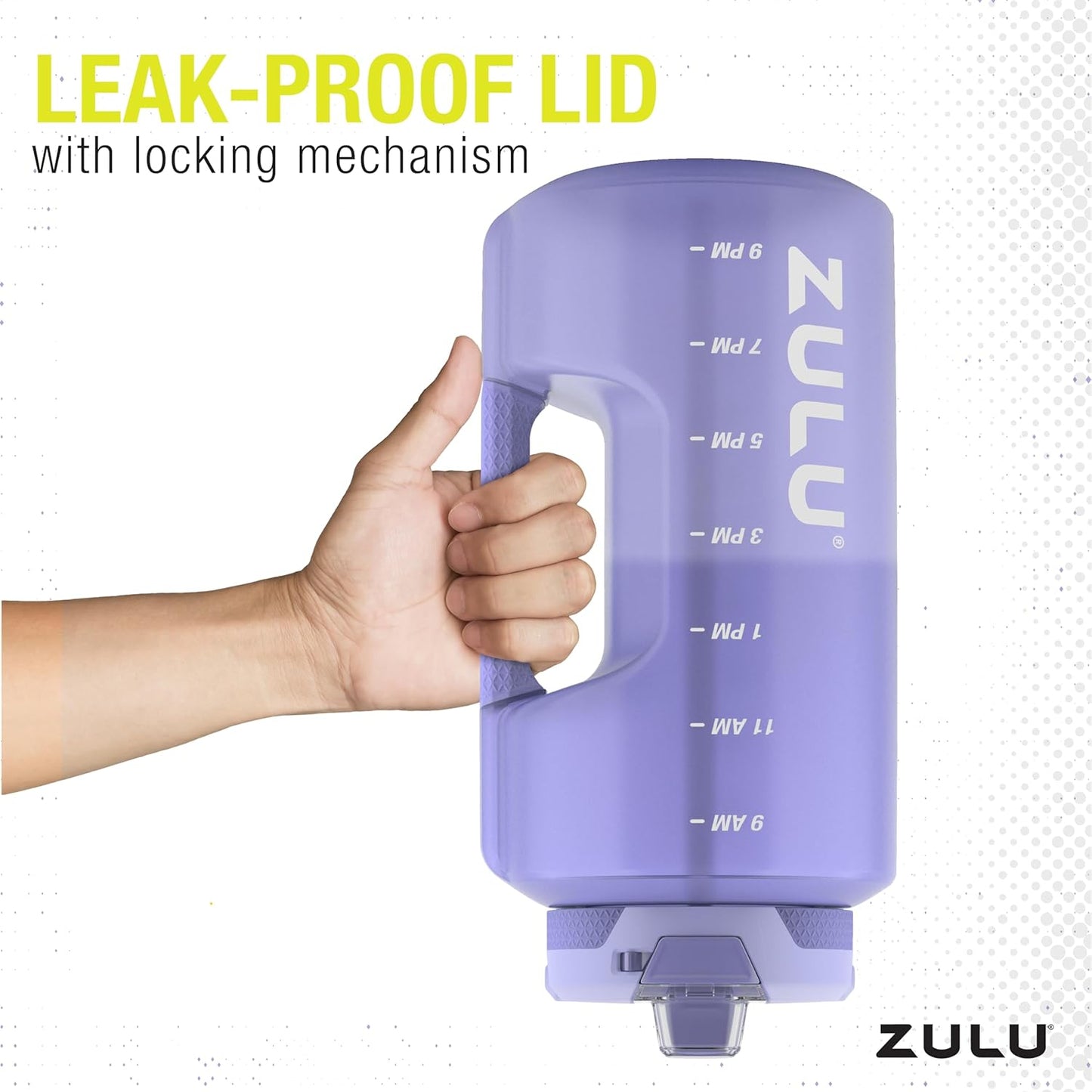 ZULU Goals 64oz Half Gallon Plastic Water Bottle with Straw and Time Marker | Large Reusable Jug with Handle and Leak Proof Lid for All Day Hydration, Gym and Outdoors, Gift Ready, Violet