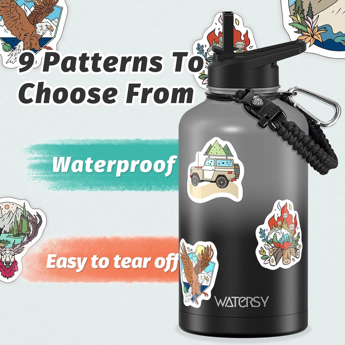 40oz Insulated Water Bottle (Cold for 48 Hrs),BPA Free&Leak Proof,Stainless Steel Water Flask,Water Jug with Straw Spout Lids for Gym,Hiking,Travel,Black Blue