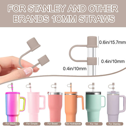 7Pcs Straw Cover Cap for Stanley Cup,Simple 10mm(0.4inch) Silicone Straw Toppers for Stanley 40&30oz Tumbler Accessories-Multicolor