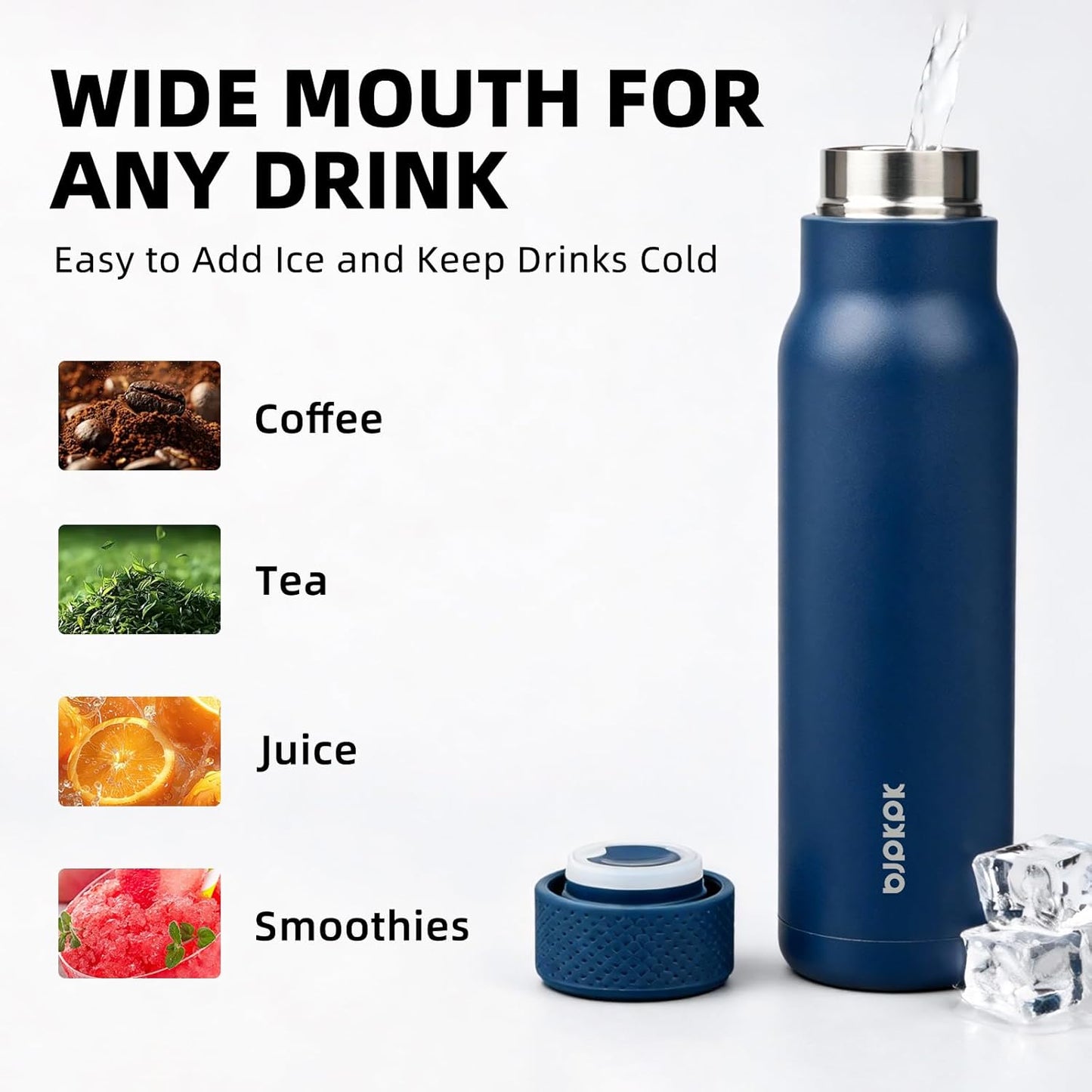 BJPKPK Stainless Steel Water Bottle,21oz insulated Reusable Bottle,Leakproof Metal Thermal Flask Double Wall,Keep Drinks Cold and Hot,Mint Green