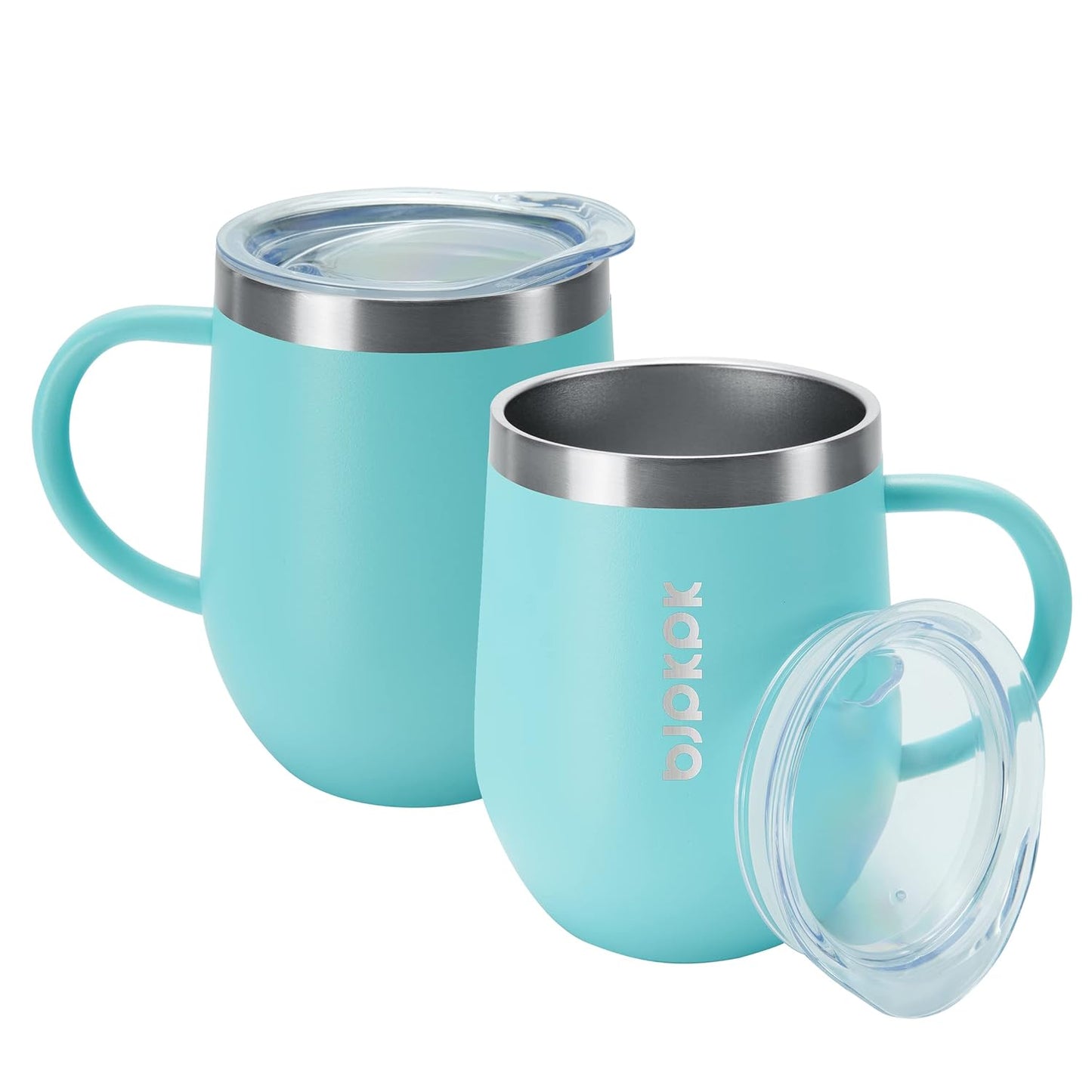 BJPKPK 2 pcs Insulated Coffee Mug, 14oz Insulated Tumbler with Lid, Stainless Steel Coffee Cups with Splash Proof Lid-White