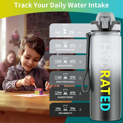 QLUR Water Bottle with Straw, 32oz Motivational Water Bottles with Time Marker to Drink, Tritan BPA Free, 1L Sports Water Bottle with Carry Strap LeakProof for Women Gym Fitness Outdoor (1 Pack)