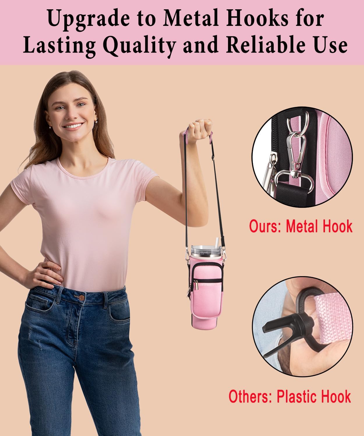 Carrier Bag with Phone Pocket for Stanley 40 oz Tumbler with Handle & Simple Modern 40oz Tumbler - Water Bottle Sling Sleeve Holder for Stanley Cup Accessories with Adjustable Shoulder & Hand Strap