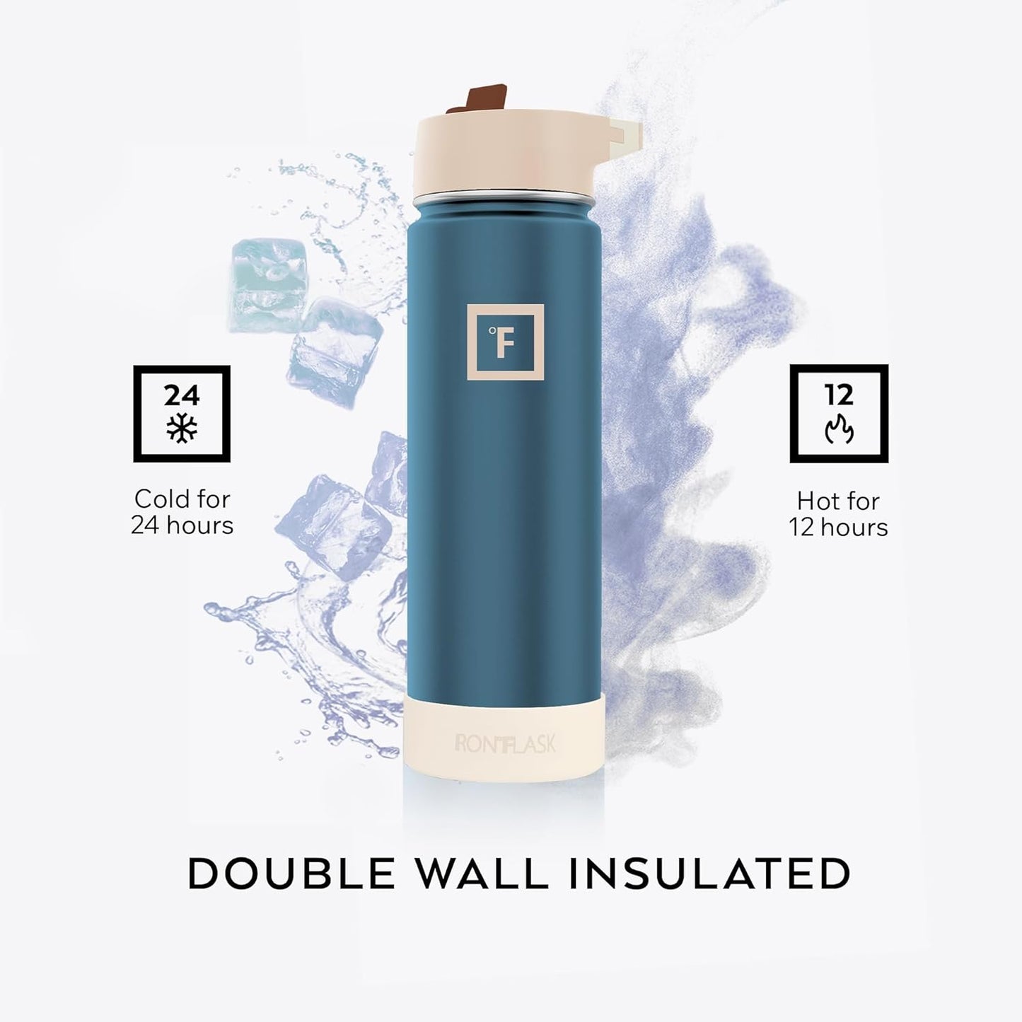 IRON °FLASK Camping & Hiking Hydration Flask with Straw, Wide Mouth Insulated Stainless Steel Sports Water Bottle - 22 oz Aurora